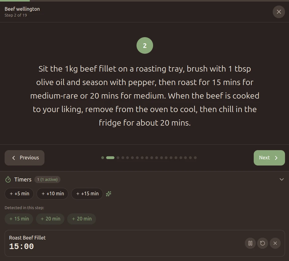Cooking mode with timer