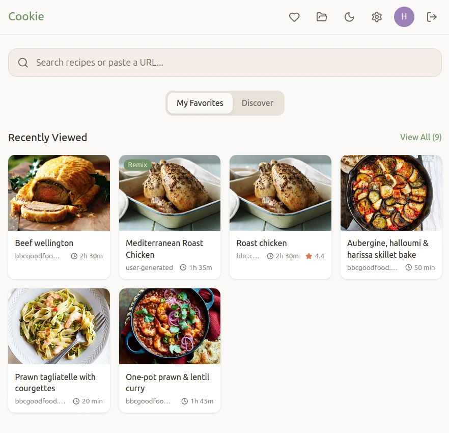 Home screen in light theme