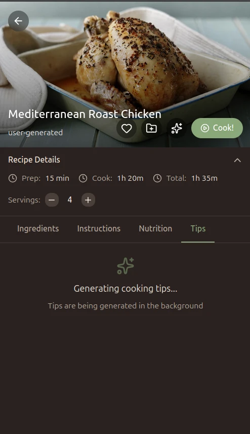 Mobile remixed recipe generating tips