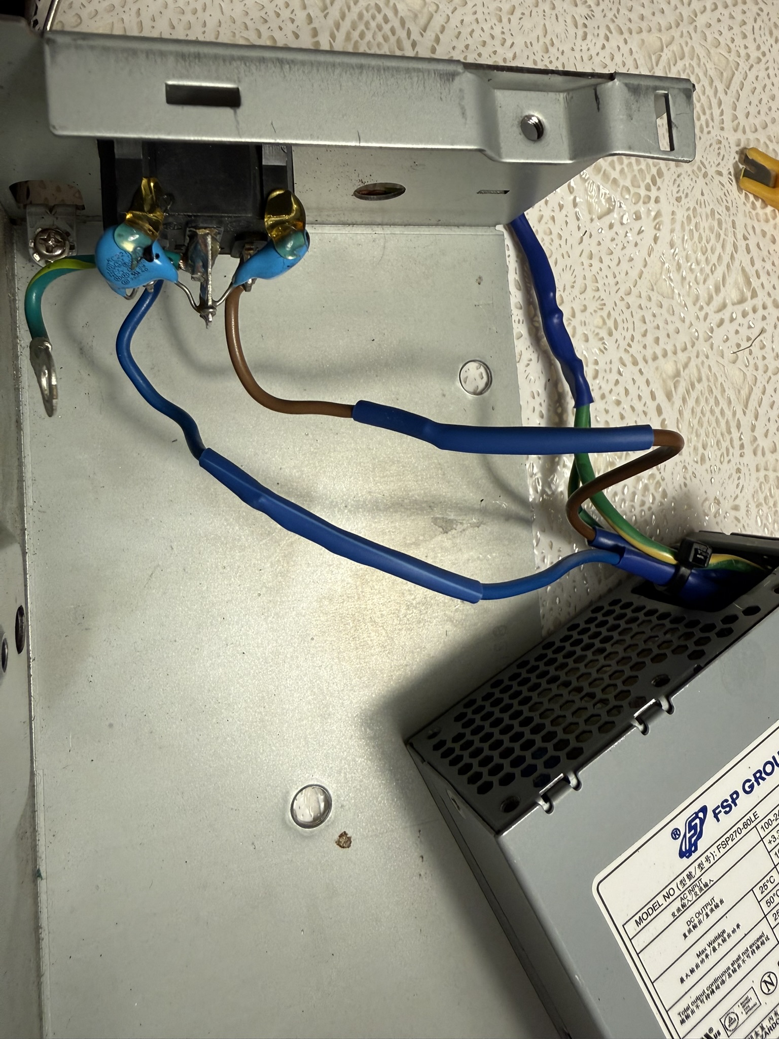 Mains input WITHOUT earth bonded to chassis yet! DO NOT FORGET TO EARTH/GROUND THE CHASSIS!