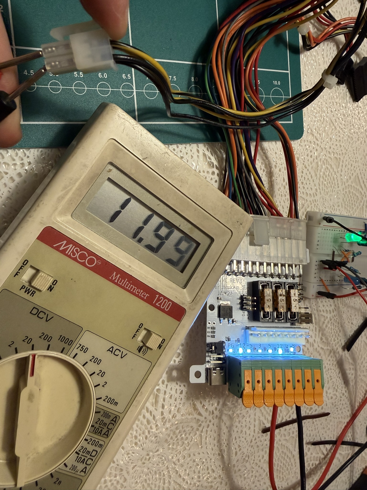 Testing the voltages fed from my bench power supply