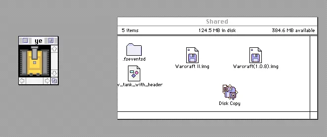 A generated sprite opened in SimpleText on a classic Mac running in QEMU