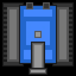 Blue tank facing down