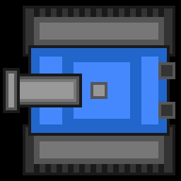 Blue tank facing left