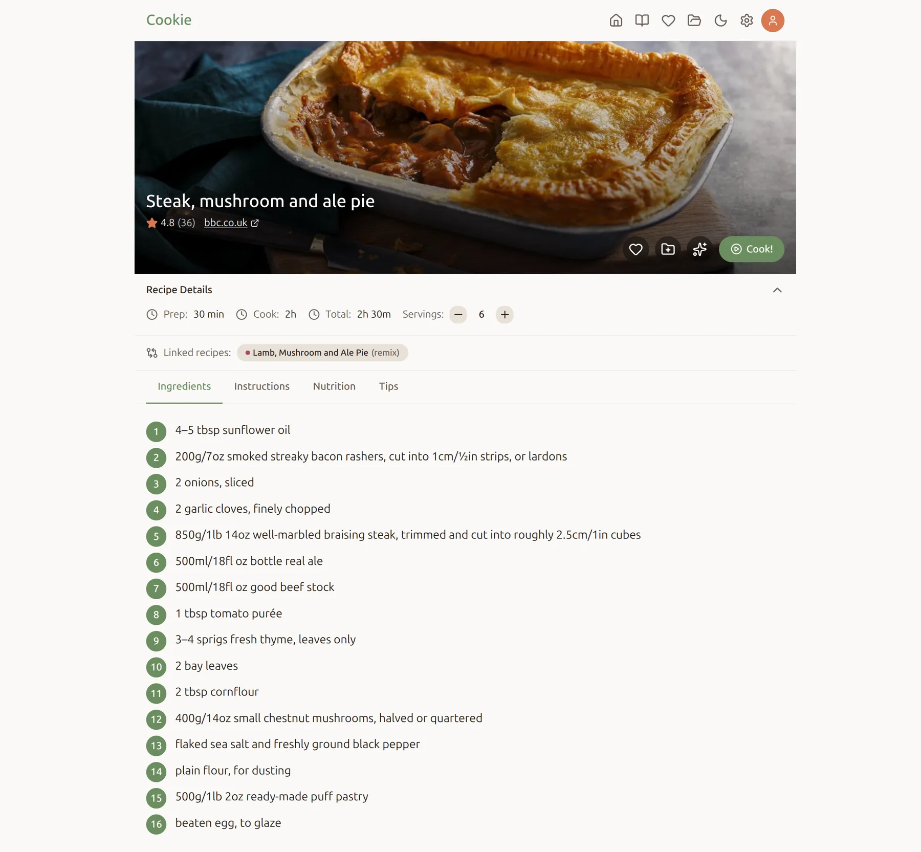 Recipe detail (light)