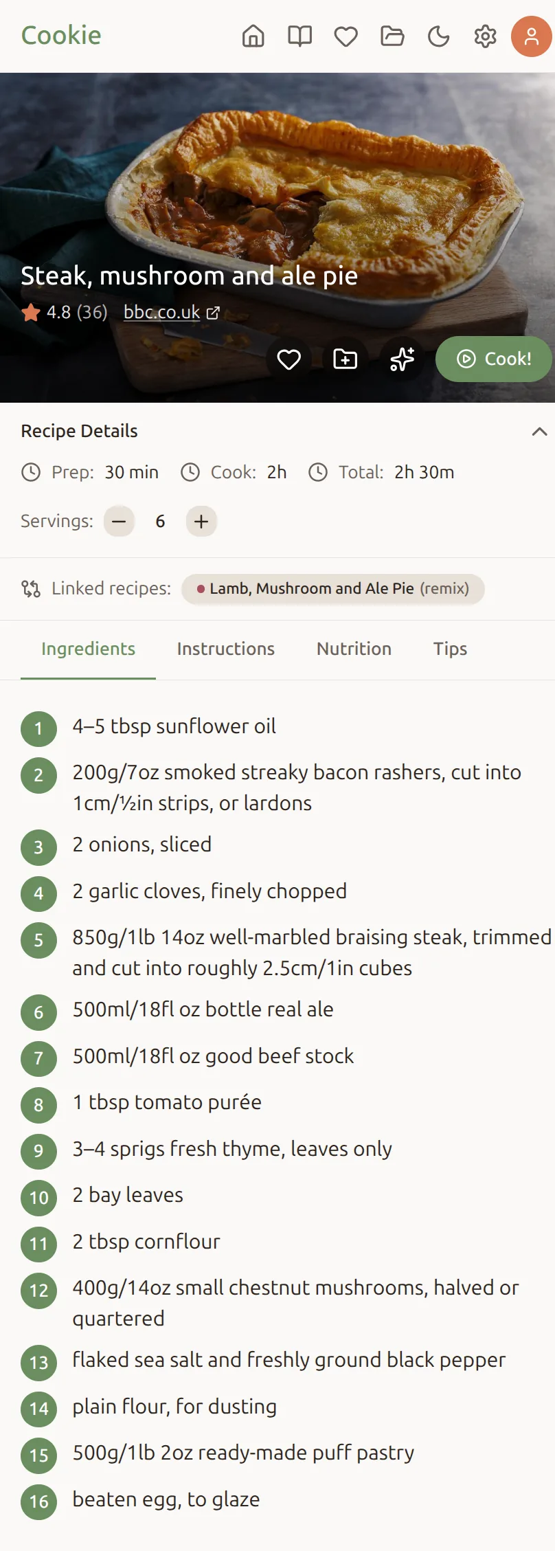 Mobile recipe detail (light)