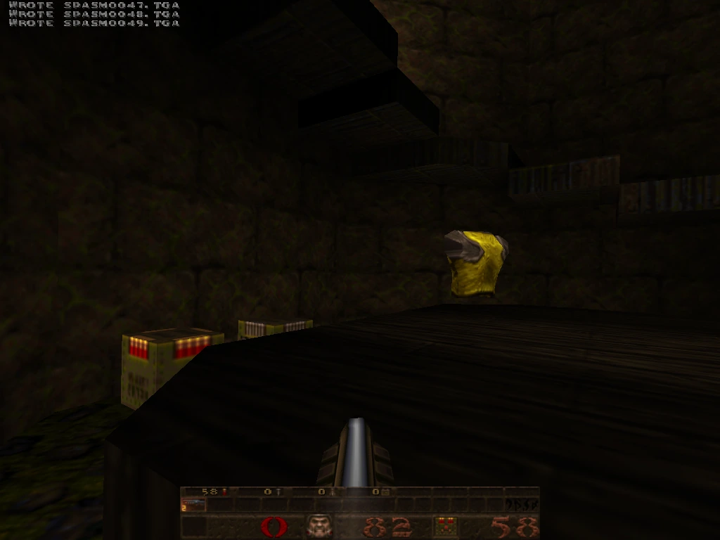 sawtooth — vertical wooden room interior with overhead torch and ledges
