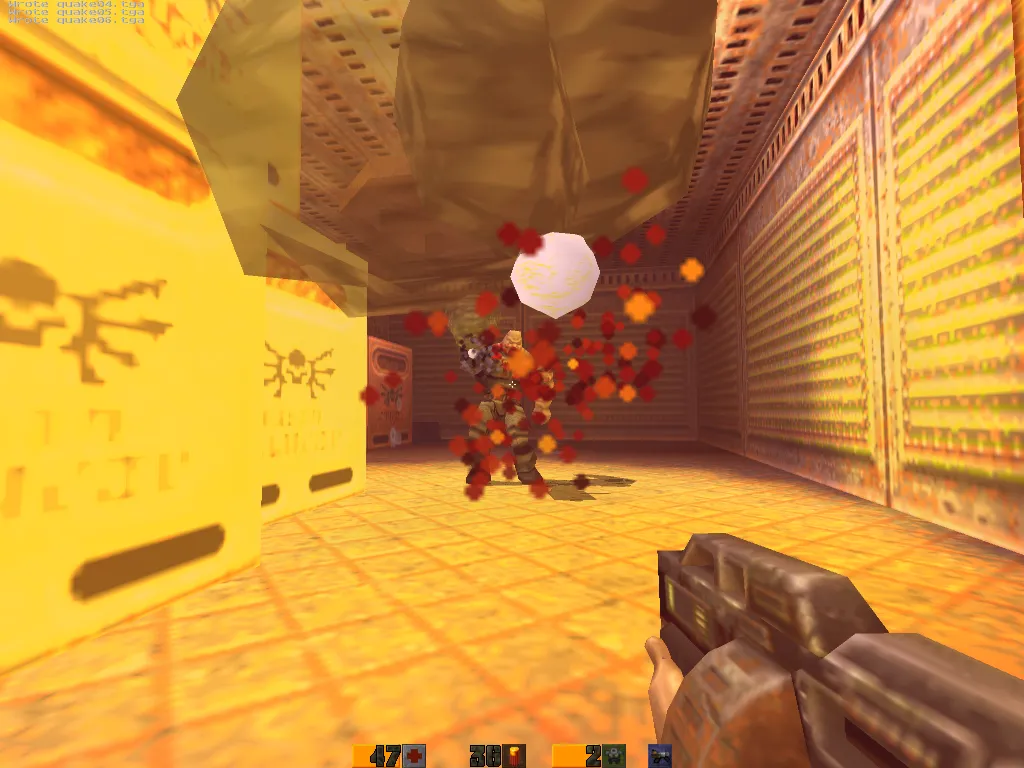 quicksilver, BFG ball with red decal sparks and a Strogg soldier in the firing line