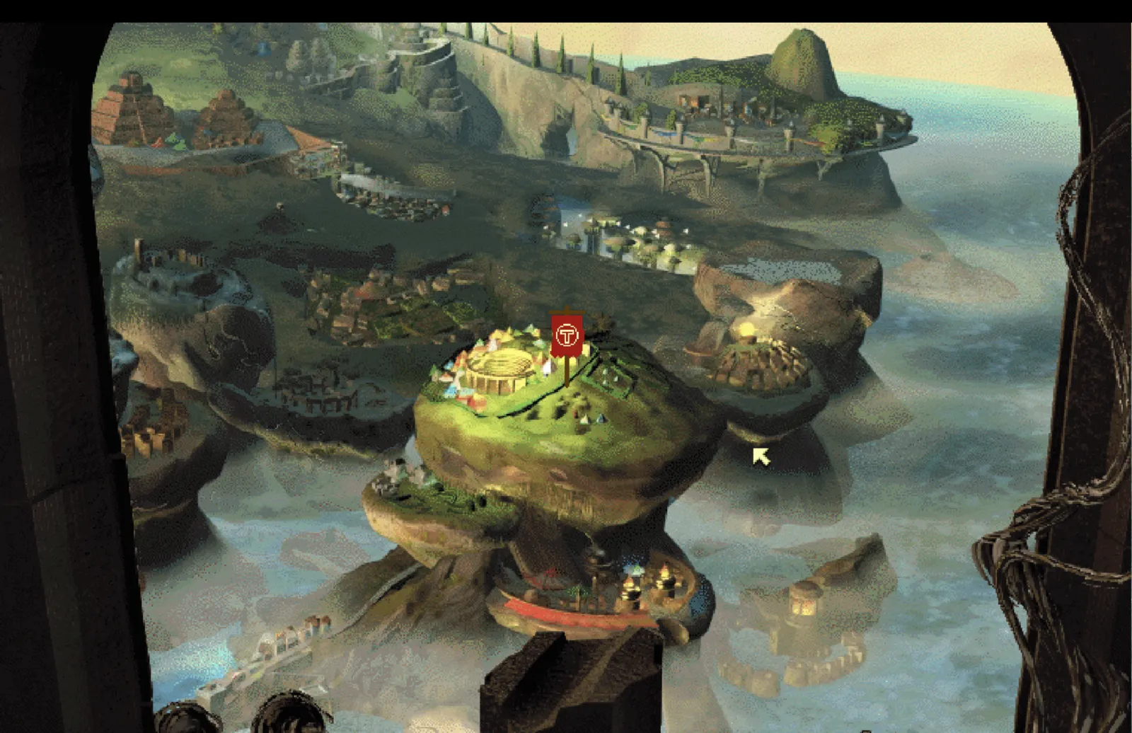 The Dungeon Keeper campaign map of floating painted islands